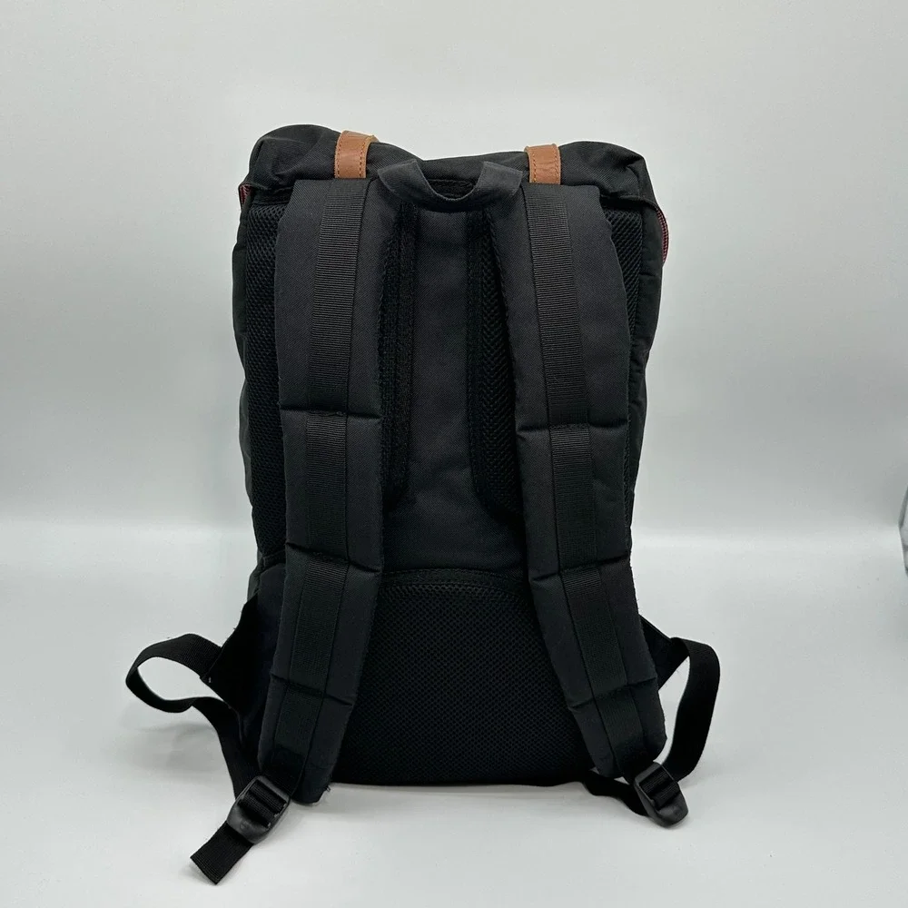 Herschel Supply Co Little America Backpack Black Tan Straps Laptop Sleeve Bag